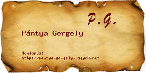 Pántya Gergely névjegykártya